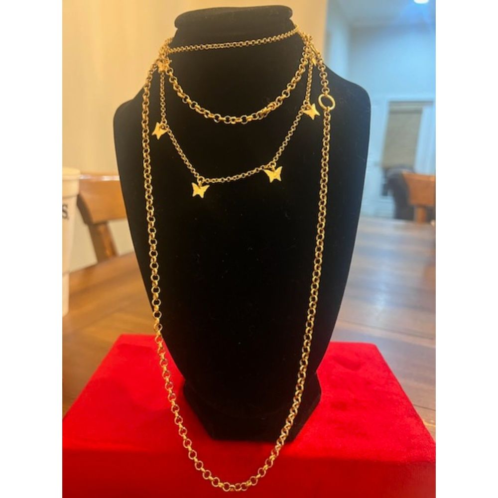 Multi-chained necklace with butterflies